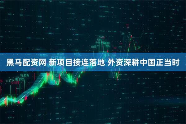 黑马配资网 新项目接连落地 外资深耕中国正当时